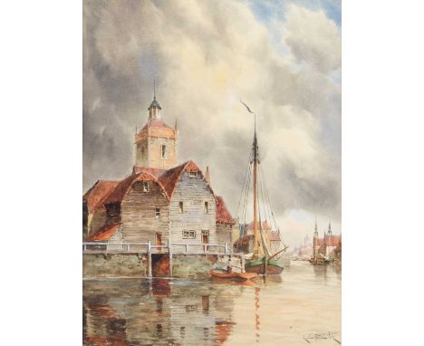 Louis Van Staaten (Dutch 1836-1909) "Amsterdam" Signed, titled on the mount, watercolour.40 x 30cm (framed 59 x 47.5cm)The pa