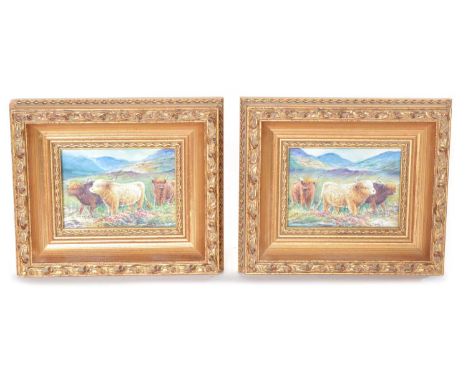 Pair of painted enamels by Raymond Poole Pair of painted enamels on copper by former Royal Worcester artist Raymond Poole of 