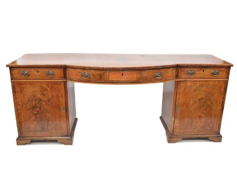 Mid 19th Century Figured Mahogany Drop Centre Twin Pedestal Sideboard Mid 19th century figured mahogany drop centre twin pede