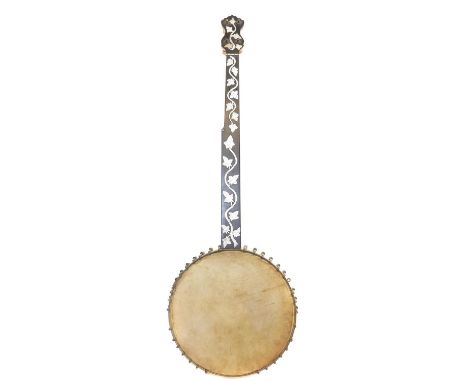 Stewart five string banjo S.S. Stewart five string fretless banjo, with multi laminate ebony topped fingerboard inlaid in pea