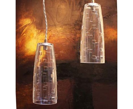 A LUGE GEO CRYSTAL PENDANT LIGHT, BY JOHN ROCHA FOR WATERFORD
LIGHTING, bearing label, each shade 34cm (h)

