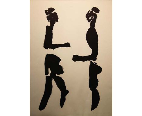 Louis le Brocquy HRHA, 1916-2012
CUCHULAINN COMFORTING FERDIA
Brush lithograph, 21" x 15" (53 x 38cm), signed and dated 1969,