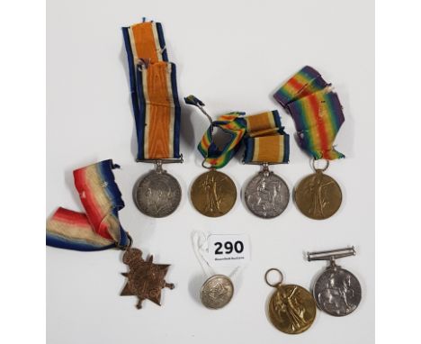 WW1 TRIO PLY.16120 PTE J WALLACE R.M.U AND WW1 MEDALS TO 4890 PTE R WALLACE RIR.RIF AND TWO WW1 MEDALS TO 18261 T MCDERMOTT R