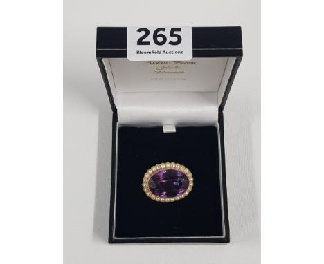 ANTIQUE AMETHYST &amp; PEARL BROOCH