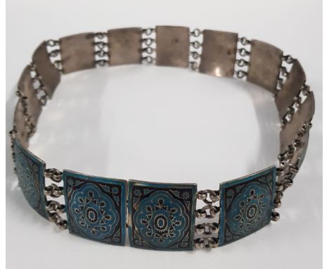 ANTIQUE ASIAN SILVER &amp; ENAMEL BELT