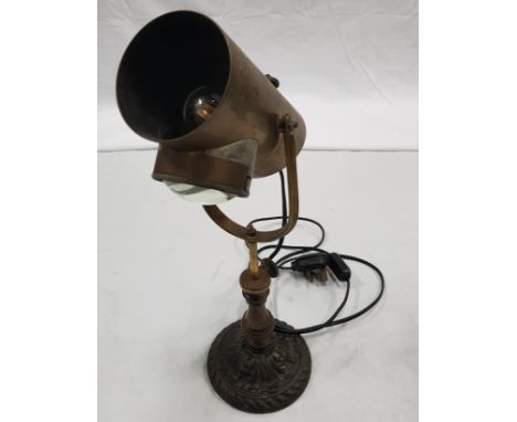 ANTIQUE DESK LAMP WITH BULLSEYE LENSE