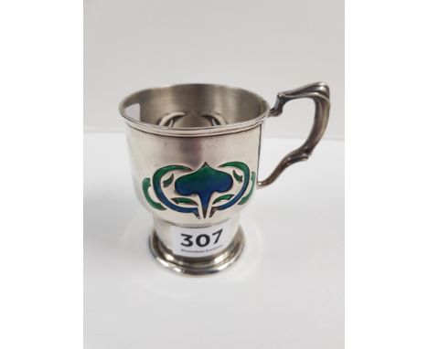ART DECO SILVER &amp; ENAMEL CUP - LONDON 1903/04 (HAS HAD RESTORATION WORK)