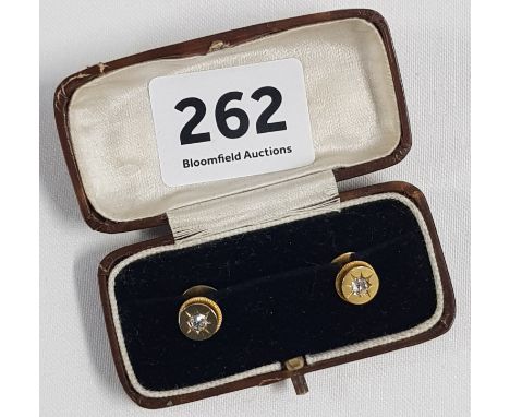 PAIR OF GOLD &amp; DIAMOND COLLAR STUDS