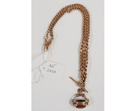 9 CARAT ROSE GOLD ALBERT CHAIN WITH SWIVEL FOB WEIGHING APPROX 42GRAMS