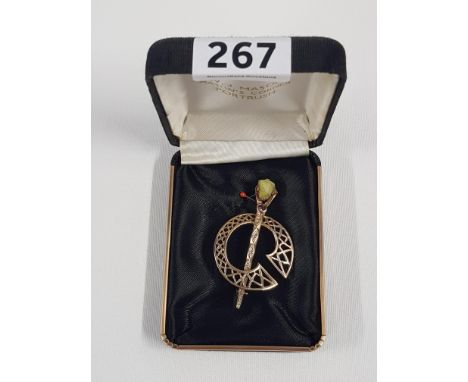 9CT GOLD CLADDAGH BROOCH