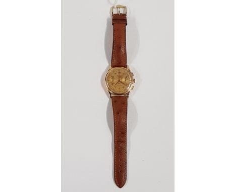 VINTAGE 18CT GOLD TELDA CHRONOGRAPHIC GENTS WRIST WATCH