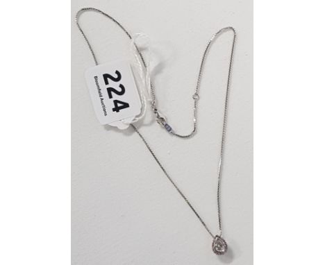 18 CT WHITE GOLD CHAIN WITH DIAMOND PENDANT - CIRCA THIRD CARAT OF DIAMOND