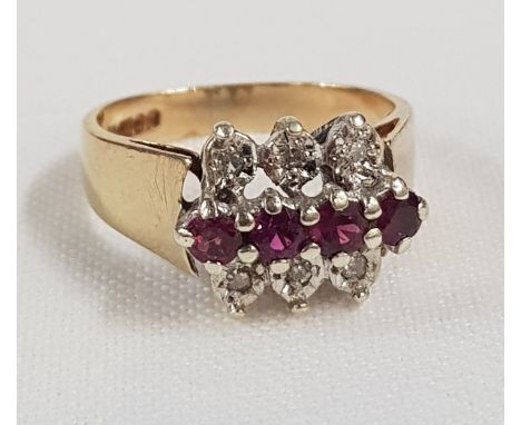 9CT GOLD RUBY &amp; DIAMOND RING