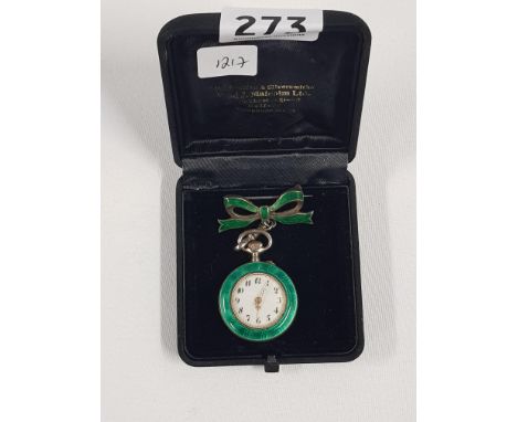 VICTORIAN SILVER &amp; ENAMEL FOB WATCH