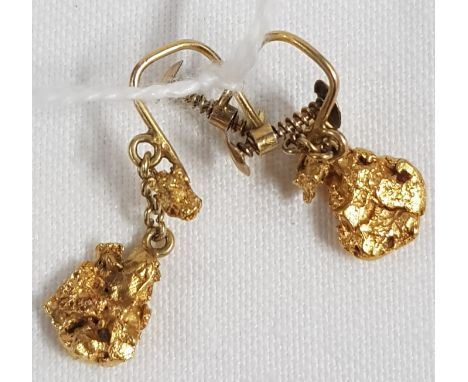 PAIR OF 24CT GOLD NUGGET EARRINGS