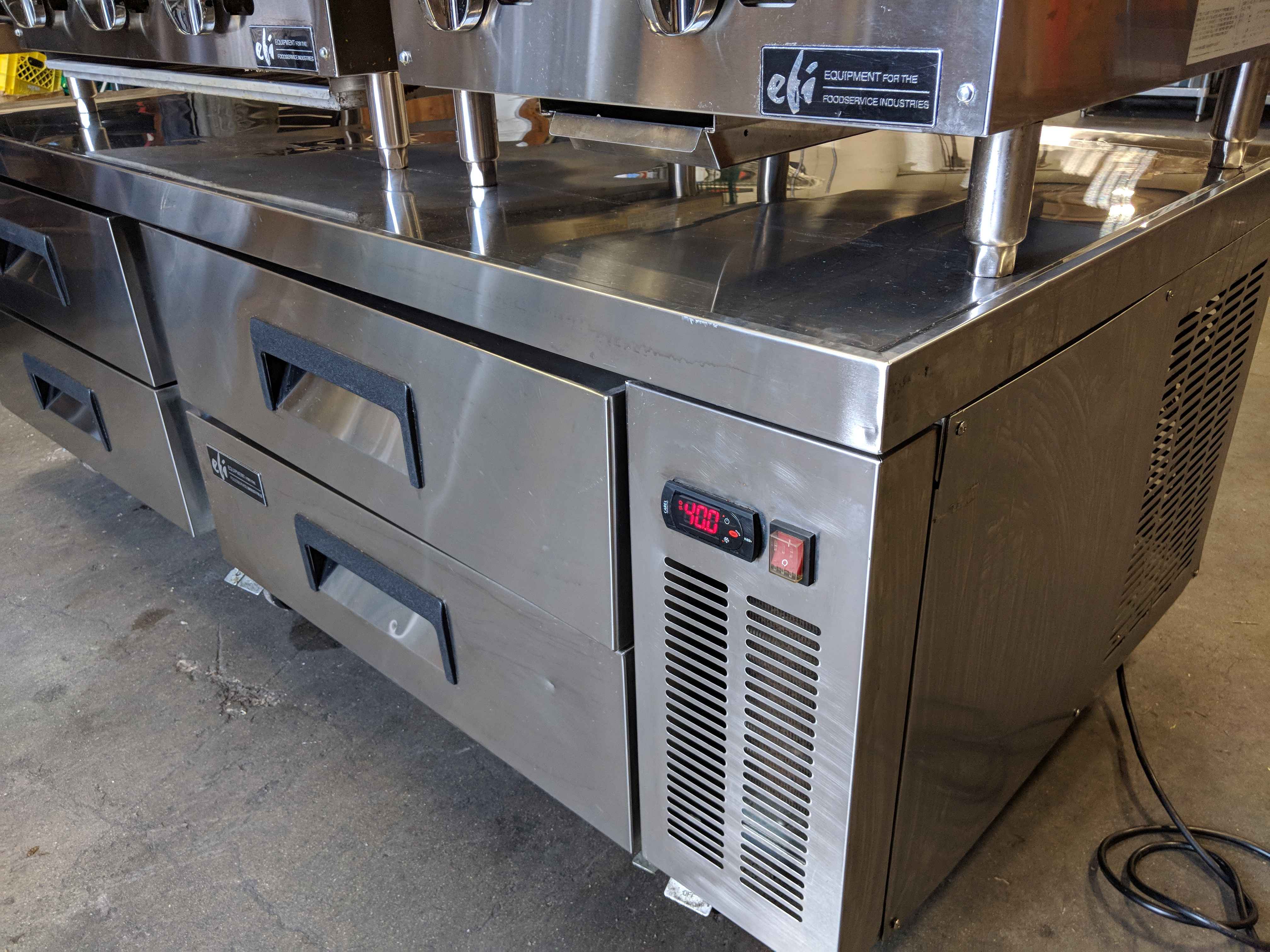 EFI 60" x 32" x 26", 4 Drawer Refrigerated Chef Base, Used, Tested