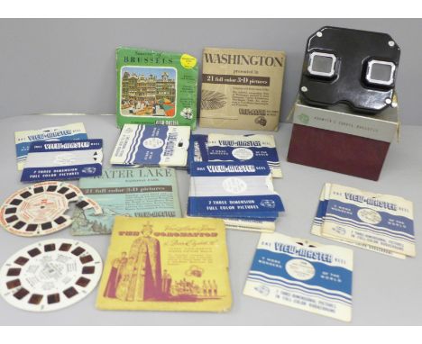 A Sawyers Viewmaster Stereoscope and an assortment of slides 