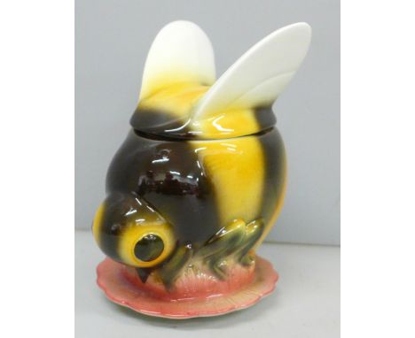 A Goebel West German honey pot in the form of a bee, crazed