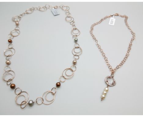 A Gemporia silver gilt and pearl necklace and one other 