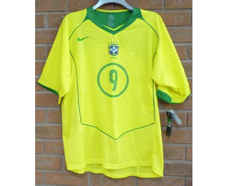 Ronaldo; a signed Brazil football shirt, No.9 Ronaldo, signed on the reverse, no CoA