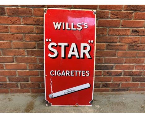 Will's Star Cigarettes Vintage Enamel SignMake: Contact AuctioneerModel: Contact AuctioneerYear: 0Mileage: 0VIN: Contact Auct