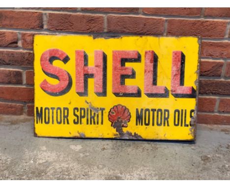 Vintage Shell Motor Spirit Double Sided Enamel Flange Sign Make: Contact AuctioneerModel: Contact AuctioneerYear: 0Mileage: 0