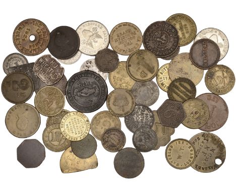 Miscellaneous Tokens and Checks, Tokens, tickets, checks, etc (48), from Halifax, Sheffield, London, Gornal Wood, Halstead, N