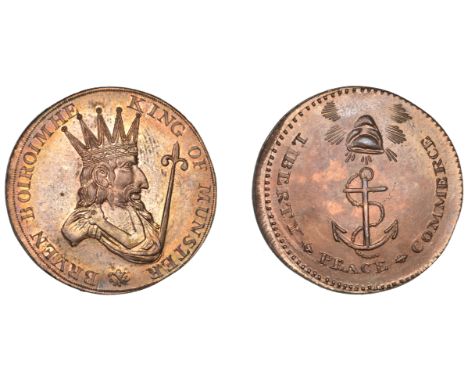 18th Century Tokens, MUNSTER [Co Clare, Cork, Kerry], Prattent’s mule Halfpenny, bust of Bryen Boiromhe, rev. anchor and cap 