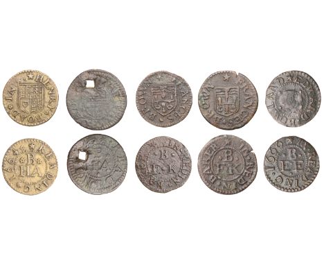 Reading, Henry Boad, Farthings, 1664 (2), 0.76g/3h (N 133; BW. 68), 0.85g/6h (N 134; BW. 68); Edward Bowland, Farthing, 1666,
