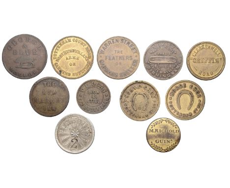 Borough of Camden: Bloomsbury, Hope, J[ohn] Hill, brass Threepence by Twist (H 151, description incomplete); Clerkenwell, Gri