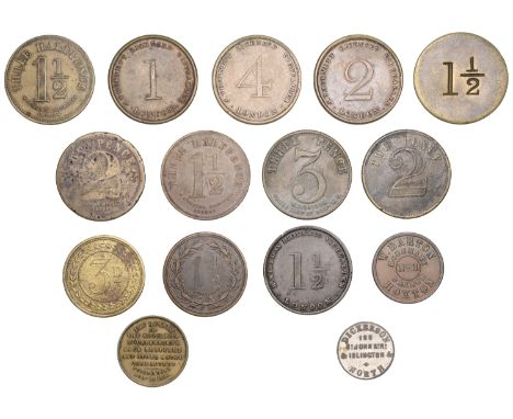 Borough of Islington: Angel, The Star, C. Clinch, brass Twopence by Taylor, 28mm (H Supplement 276); Clerkenwell, St John of 
