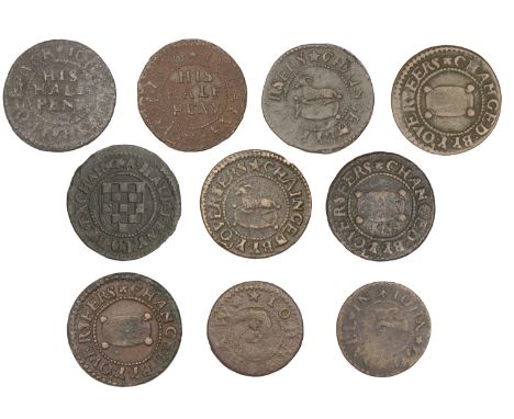 17th Century Tokens, LEICESTERSHIRE, Leicester, John Goodall, Farthing, 1666, 0.89g/3h (N 2831; BW. 37); LINCOLNSHIRE, Boston