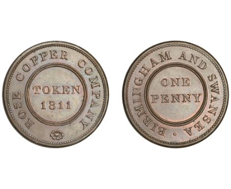 19th Century Tokens, WARWICKSHIRE, Birmingham, Rose Copper Co [Birmingham and Swansea], Penny, 1811, legend around token and 