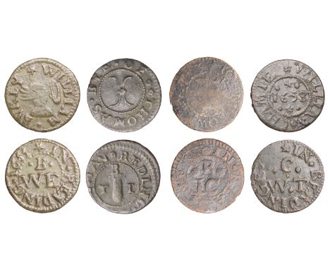 Reading, John Browne, Farthing, 0.65g/12h (N –; BW. 71); William Burly, Farthing, 1655, 1.22g/6h (N 139; BW. 73); Thomas Bye,