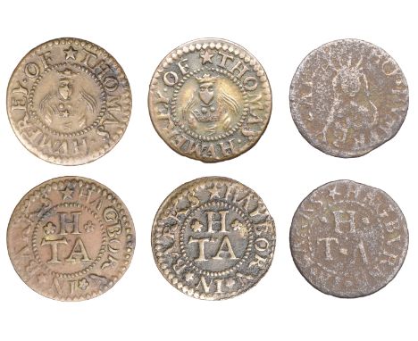 Hagbourne, Tho./Thomas Humfery/Humfrey, Farthings (3), 0.84g/6h (N 78; BW. 32), reads hayborn, 0.80g/3h (N 79; D 30A), reads 