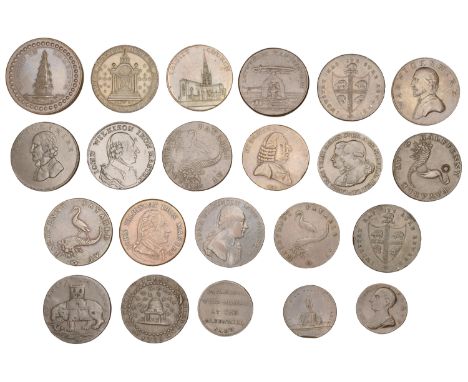 18th Century Tokens, WARWICKSHIRE, Birmingham, James Bisset, Halfpenny, with pictures, 10.09g/6h (DH 120), Thomas Wyon, Penny