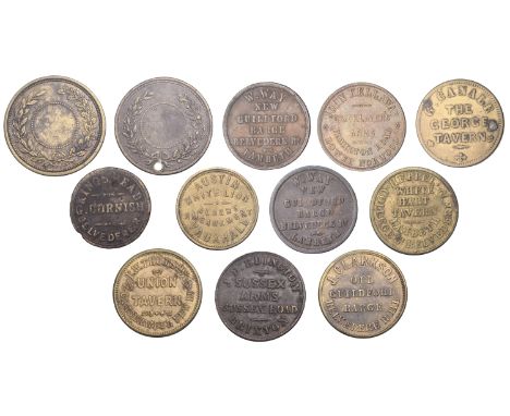 Borough of Lambeth: Brixton, The George Tavern, G. Canale, brass Fourpence by Taylor, 28mm (H 111), Sussex Arms, J[ohn] Eding