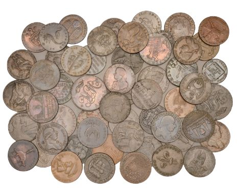 18th Century Tokens, GLOUCESTERSHIRE, Bristol 91; NORFOLK, Norwich 12, 24, 28, 31, 42, 47; SHROPSHIRE, Coalbrookdale 14, Shre