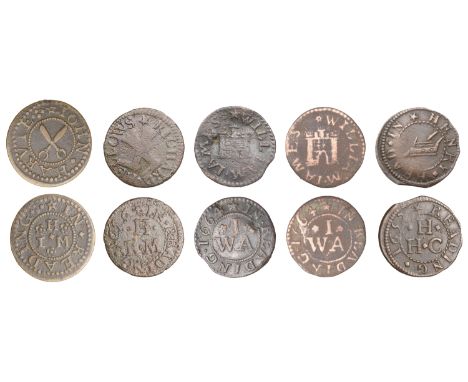 Reading, John Harvie, Farthing, 0.86g/12h (N 152; BW. 86); Henry Head, Farthing, 1652, 1.44g/6h (N 153; BW. 87); Richard Hell
