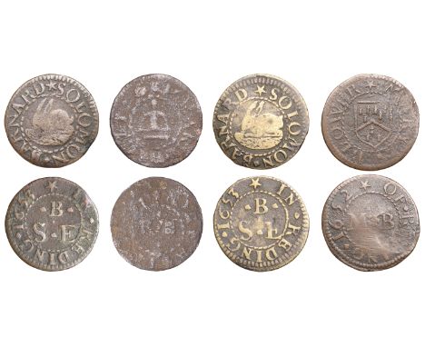 Reading, Richard Bagly, Farthing, 0.65g/12h (N 129; BW. 64); Solomon Barnard, Farthings, 1653 (2), 0.96g/6h (N 130; BW. 65), 