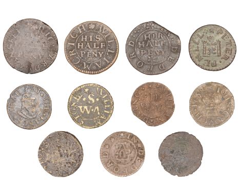 17th Century Tokens, KENT, Deptford, William Crich, Halfpenny, 1.53g/6h (N 2490; BW. 169); John Crouch, Farthing, 1658, 0.67g