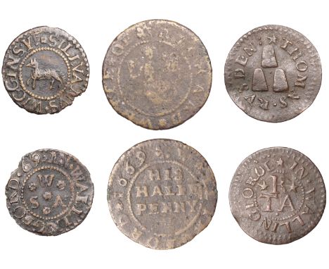 Wallingford, Thomas Rusden, Farthing, 0.85g/12h (N 218; BW. 141); Richard White, Halfpenny, 1669, 1.74g/12h (N 219; BW. 142);