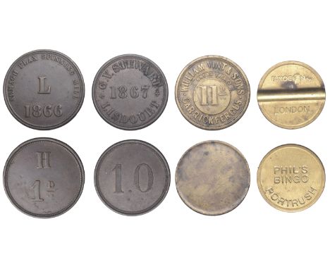 Miscellaneous Tokens and Checks, Co ANTRIM, Carrickfergus, William Vint & Sons, uniface brass Bread Ticket for Elevenpence, 3