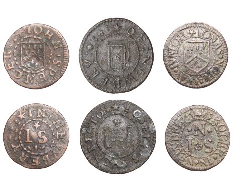 Newbury, Jonas Noraway Jr, Farthing, 1.24g/6h (N 126; BW. 60); Joseph Sayer, Farthing, 1.59g/9h (N 121; BW. 61); John Spencer