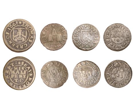 17th Century Tokens, KENT, Sevenoaks, William Allen, Farthing, 1.10g/12h (N 2734; BW. 510); Thomas Greene, Halfpenny, 1668, 2