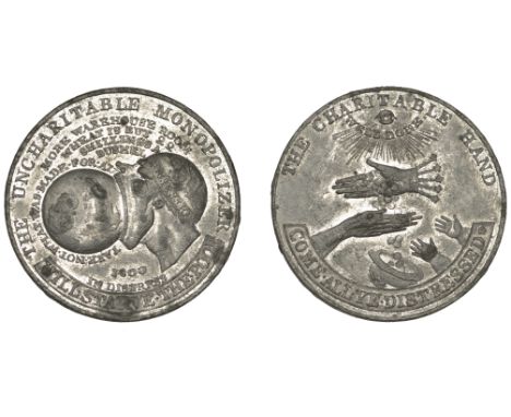 Historical Medals, Farming Monopolies, Birmingham, 1800, a white metal medal, unsigned [by J.G. Hancock for P. Kempson], head