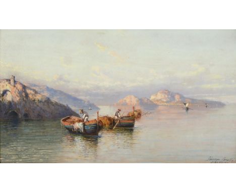 Giuseppe Carelli (1858-1921) Italian ''Sorrento'' Signed and inscribed, oil on board, 26.5cm by 47cm   See illustration . in 