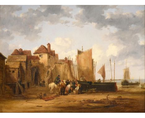 William Collins RA (1788-1847) ''Irish Fishing Village'' Signed, oil on canvas, 44cm by 59.5cm  Provenance: Bought at the Arm