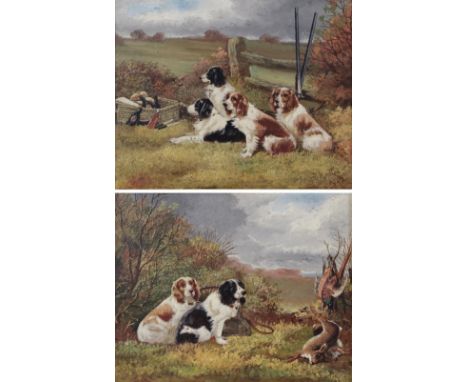 Sylvester Martin (19th/20th century) Pair of Spaniels beside the day's kill Group of Spaniels at rest from their sporting pur