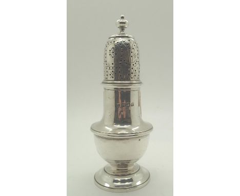 Hallmarked silver sugar sifter assay London 1899 H: 15 cm maker CSH 132g. P&amp;P group 1 (£16 for the first item and £1.50 f